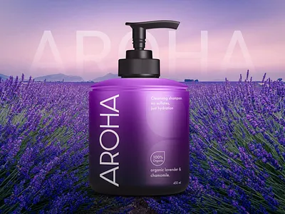 Aroha Shampoo Bottle Label Design ad barnding beauty cosmetic graphic design illustration marketing poster design product product design prototype shampoo social media ui design ux design web design