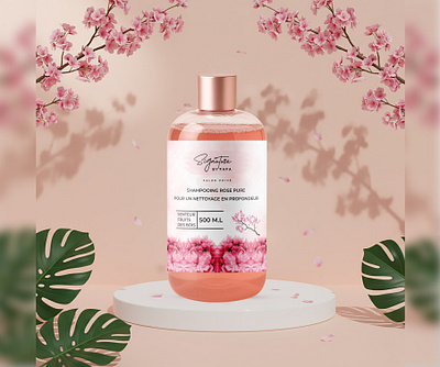 Luxury Shampoo Label Design blossom cherry branding cosmetic labels graphic design label design luxury shampoo luxury shampoo mockup packaging design pure rose shampoo shampoo label design shampooing signature by fifa wild berries scent