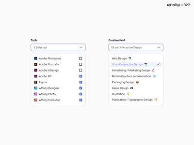 Daily UI #027 - Dropdown adobe affinity art bar branding daily daily 100 challenge daily ui daily ui 027 dailyui design dropdown field graphic design illustration logo select tools ui ux