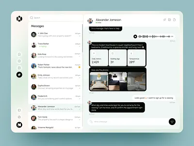Real Estate Chat Dashboard UI agent chat chat ui communication platform dashboard design desktop app interface messaging app modern ui product design property listings property management real estate real estate dashboard ui ux ui ux design web app web app design web design
