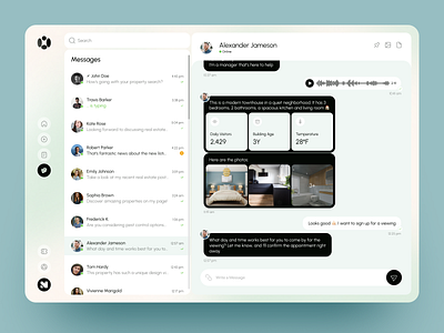 Real Estate Chat Dashboard UI agent chat chat ui communication platform dashboard design desktop app interface messaging app modern ui product design property listings property management real estate real estate dashboard ui ux ui ux design web app web app design web design