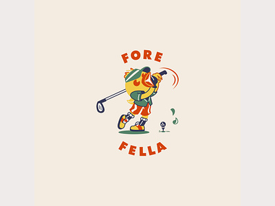 Fore fella. Golf club & country club 30s cartoon branding cartoon logo character design logo