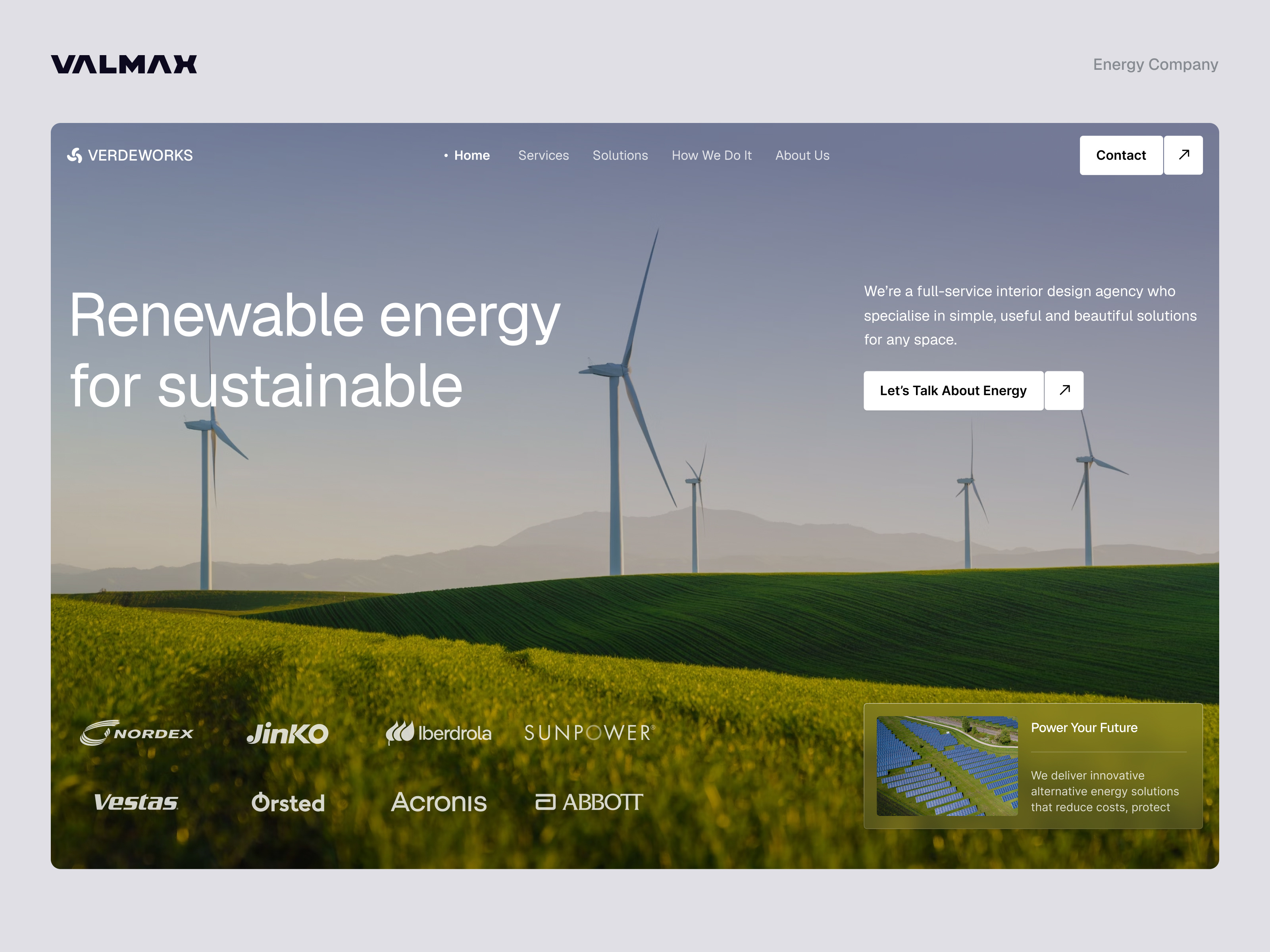 Example of Web Design for Energy Company