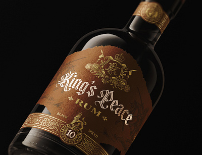 King's Peace rum bottle label bourbon branding coat of arms crest gin graphic design heraldry illustration label design logo luxury luxury packaging packaging packaging design premium rum vintage whiskey