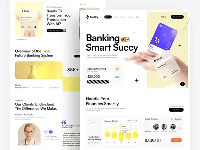 Succy - Banking Landing Page banking dashboard banking website branding design digital website finance management finance ui fintech saas interior design modern fintech design saas website ui ux web design website design