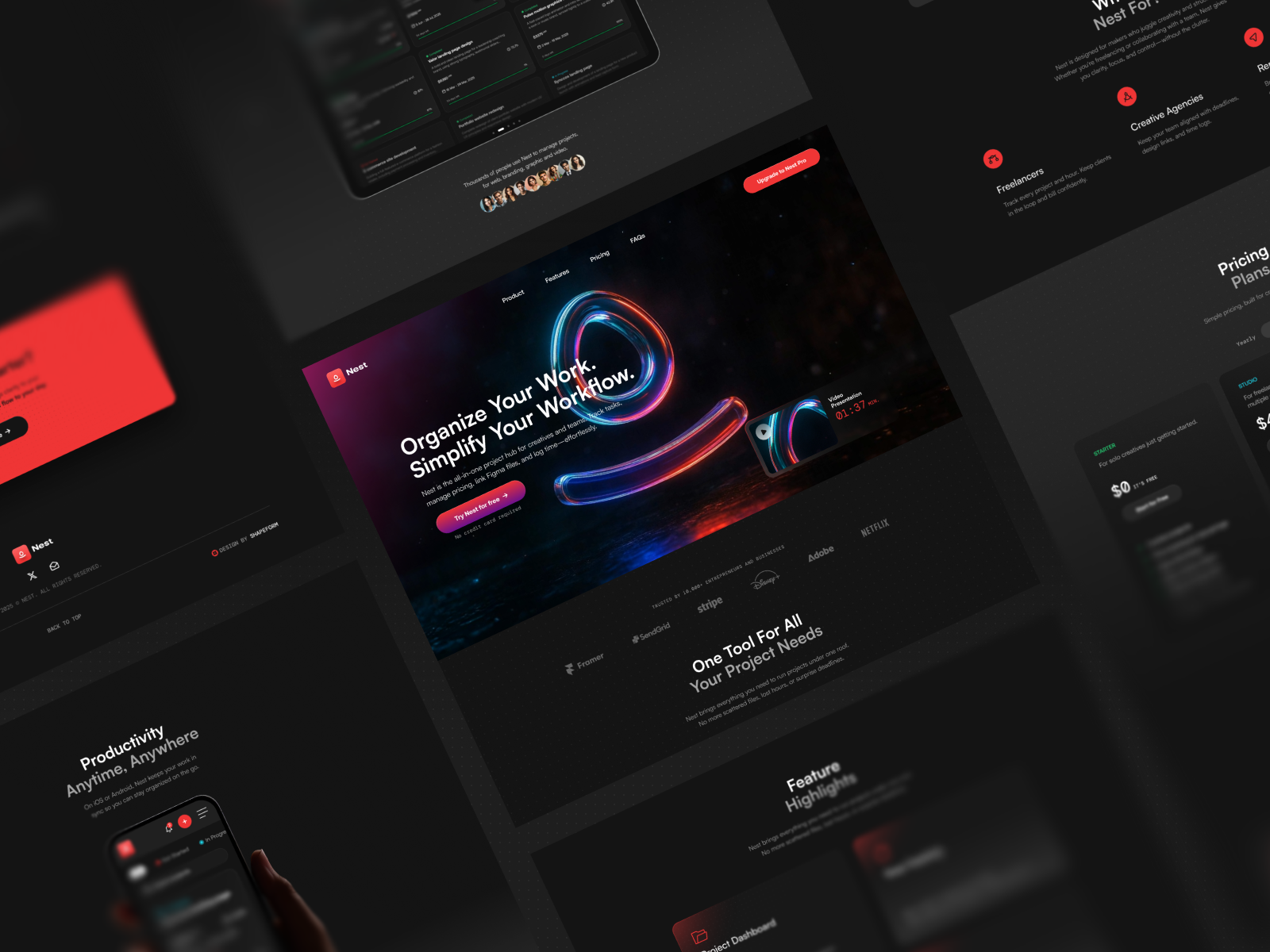 Nest Framer Template app framer modern productivity template ui ux website