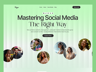 Hype - Social Media Management Website UI Design b2b brand strategy conversation design crm daily ui digital creator digital marketing helloeemon influencer marketing landing page ui modern saas social growth social media management social media manager social media marketing startup website