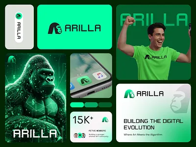 Modern, tech, abstract, NFT, futuristic Arilla Logo Design abstract logo ai logo brand identity brand identity designer branding branding identity crypto brand digital brand futuristic logo geometric logo gorilla logo letter a logo logo logo concept logo designer modern logo nft logo symbol mark tech logo web3