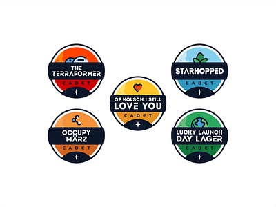 Starbase badges achivement award badge badges branding craft beer design earth hops icon icon set illustration ipa level logo love mars plant space star