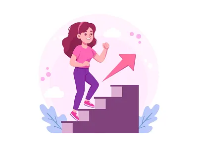 Climbing the Ladder of Success - Dynamic Vector Art achievement branding business career character design climbing consulting edtech flat illustration goal growth hrtech illustration modern motivation progress success upward vector vector art