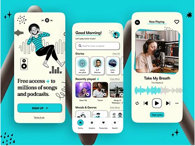 Podcasts app - Mobile design 3d animation branding design google graphic design illustration landing page live streming logo mobile app design motion graphics music player podcasting product spotify ui ui kit ux vector