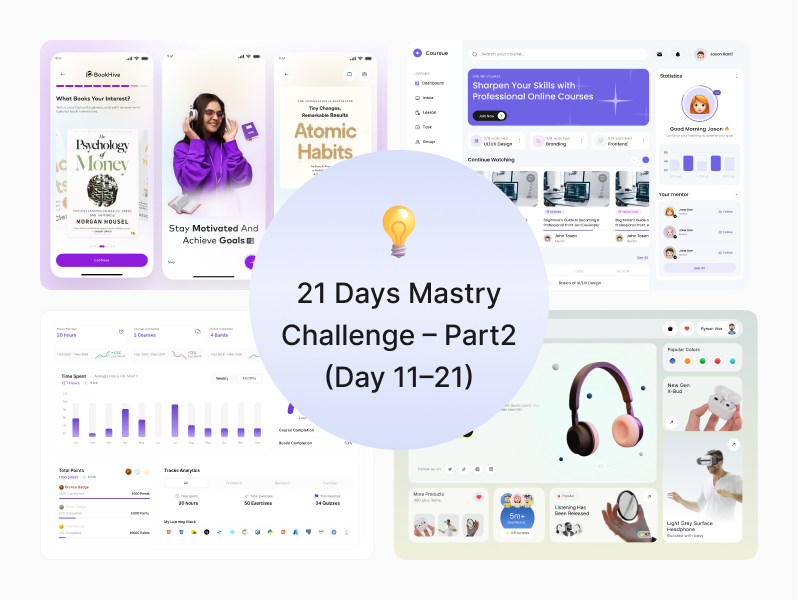 21 Days Mastry Challenge – Part 2 (Day 11–21) 21 day 21 day challange challenge challenge part2 dailydesign day 13 day 14 day 15 day 17 day 20 day 21 day11 day12 day16 design challenge ui ui challenge ui design uiux website view