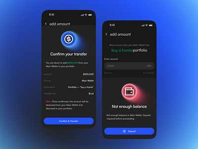 transfer pop-ups (designed for INTG Robo Adviser) finance financial fintech minimal pop up transfer ui ui design user centric ux design withdrow