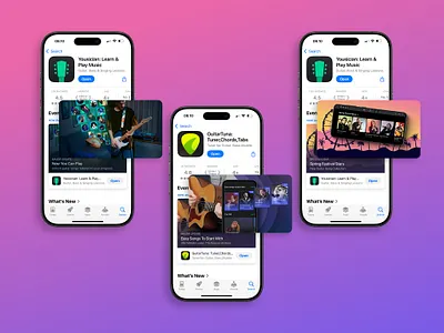 In App Events - Yousician & GuitarTuna appstore appstore visuals design ui ux