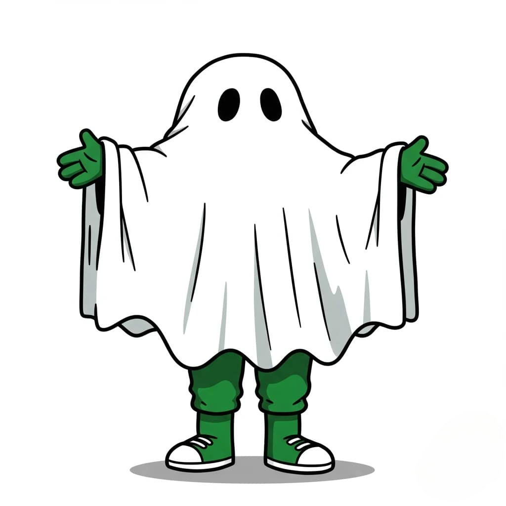 A cartoon ghost character 3d animation app branding card design font graphic design icon idea illustration logo motion graphics pattern plant sign typography ui ux vector