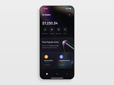 Crypto Mobile App - Home Screen crypto design graphic design mobile app ui ux