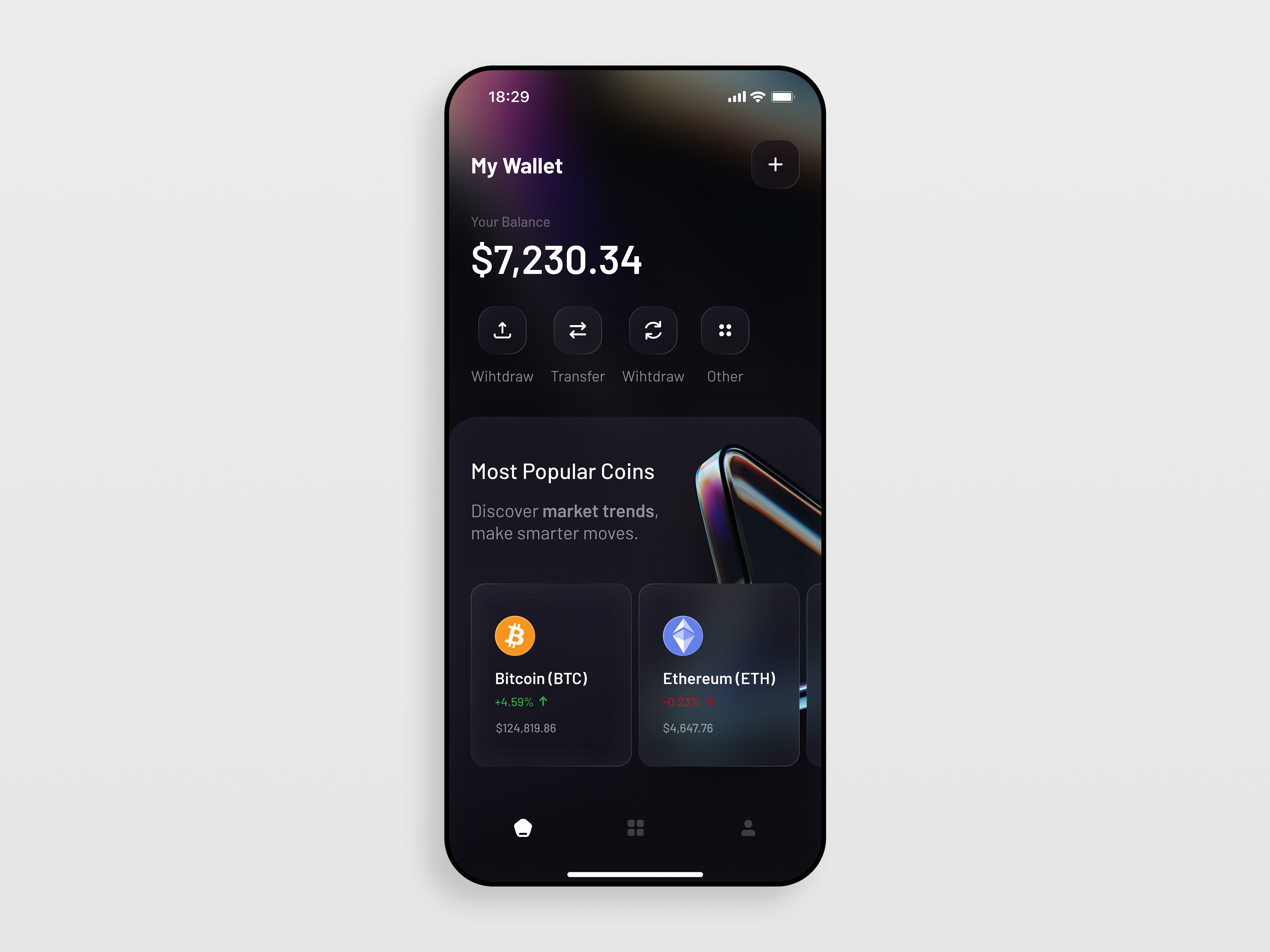 Crypto Mobile App - Home Screen crypto design graphic design mobile app ui ux