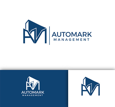 🏢 Modern Lettermark Logo Design for Automark Management blue logo