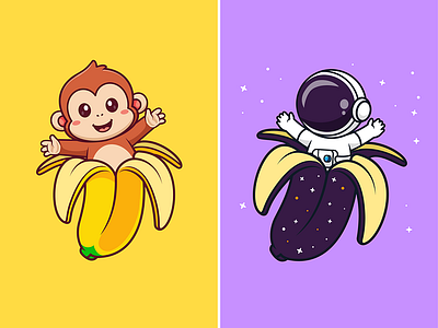 Banana🍌🐵🧑🏻‍🚀 branding card design font icon idea illustration logo pattern ui