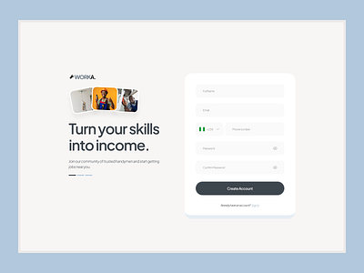 Handy Man Web App handyman login minimalistic sign up ui ui design ux ux design web app web application web design