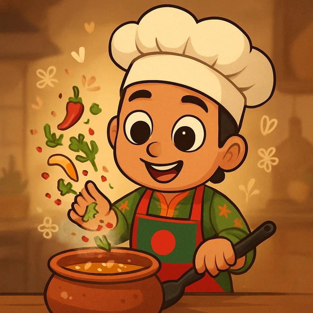 Cartoon child chef in a chef hat and apron 3d animation app branding card design font graphic design icon idea illustration logo motion graphics pattern plant sign typography ui ux vector