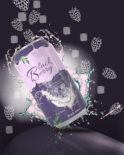 Blackberry Juice 3D Can Packaging 3d 3d mockup animation branding canva digital product graphic design juice can pacdora product design ui