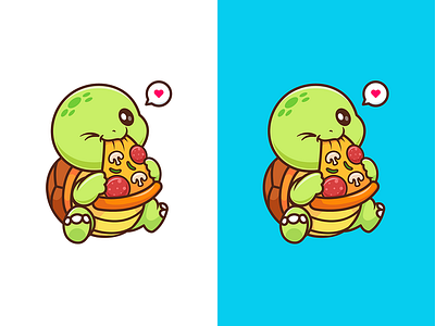 Turtle Eating Pizza🐢🍕 branding card design font icon idea illustration logo pattern ui