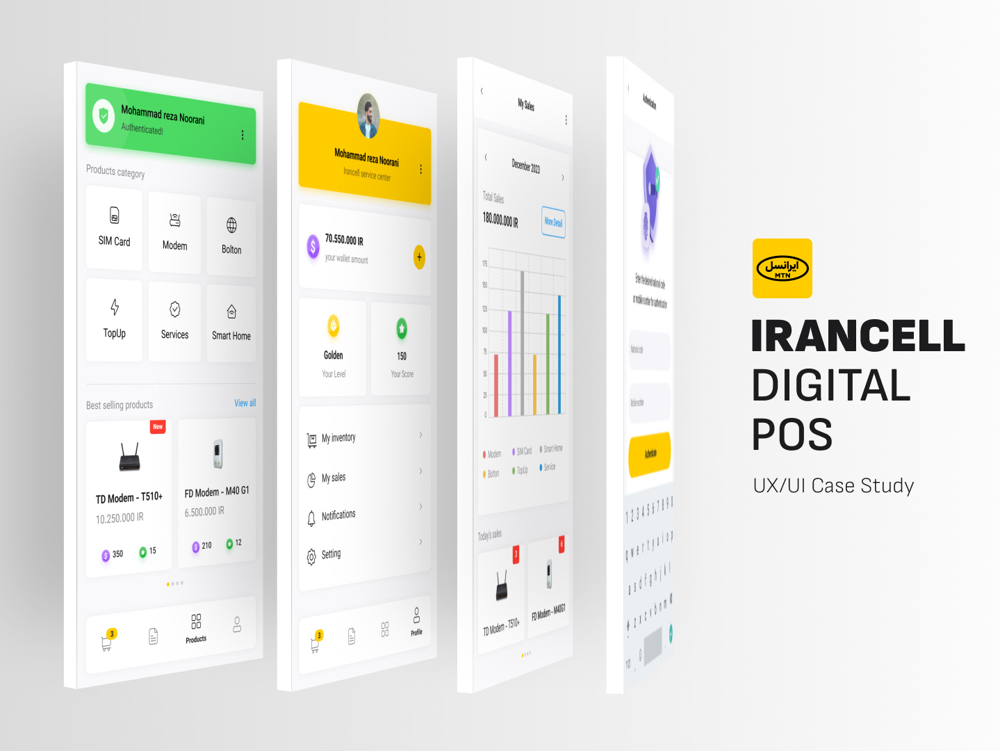 App Design of "IRANCELL" Digital POS by Mohammad Reza Noorani on Dribbble