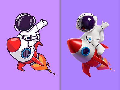 Astro Rocket 2D and 3D🧑🏻‍🚀🚀 branding card design font icon idea illustration logo pattern ui