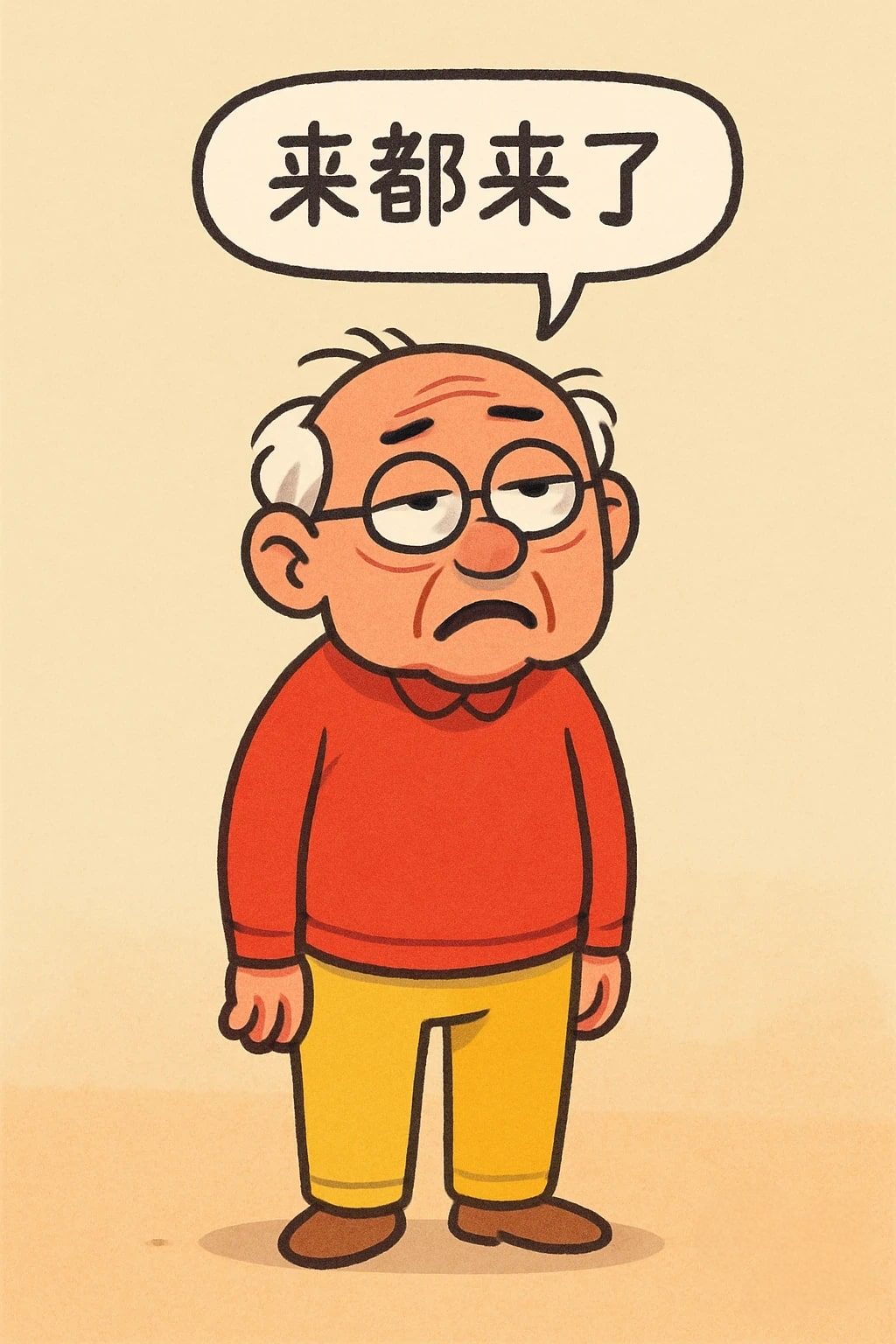 Cartoon elderly man in red sweater 3d animation app branding card design font graphic design icon idea illustration logo motion graphics pattern plant sign typography ui ux vector