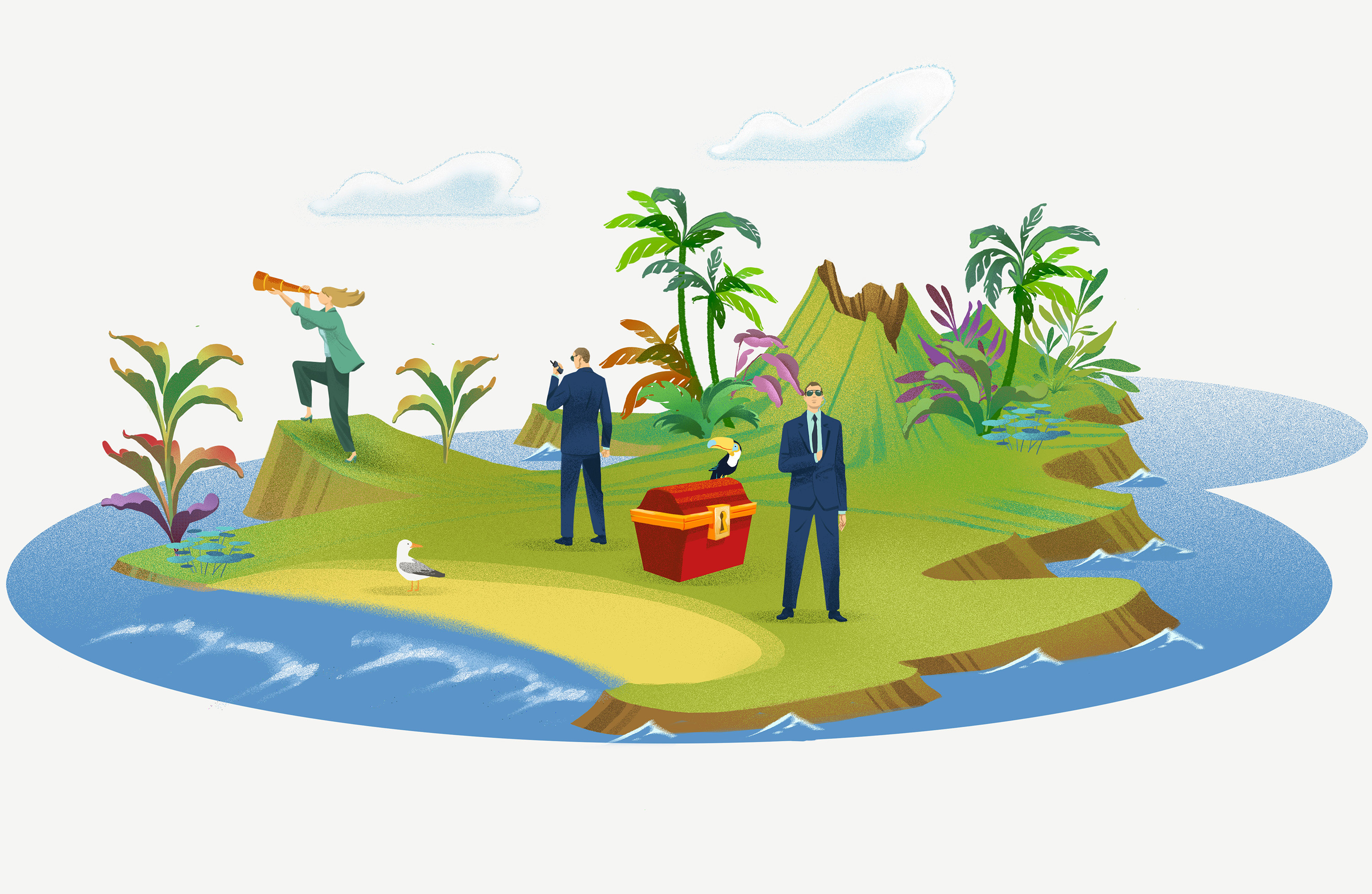 Naturgy Styleframe - Treasure island animation illustration motion graphics styleframe