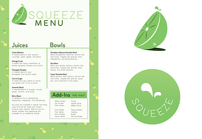 SQUEEZE Concept Menu concept green lime menu restaurant