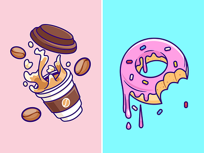 Coffee or Donut☕️🍩 branding card design font icon idea illustration logo pattern ui