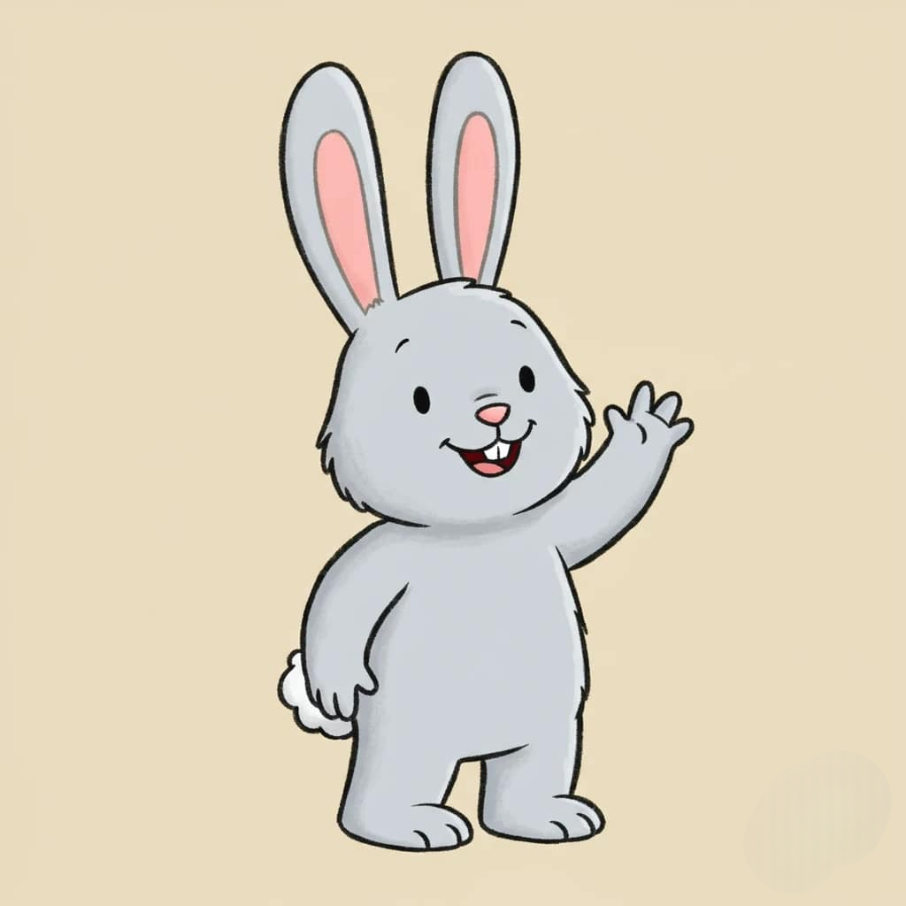 A cute light gray cartoon rabbit 3d animation app branding card design font graphic design icon idea illustration logo motion graphics pattern plant sign typography ui ux vector