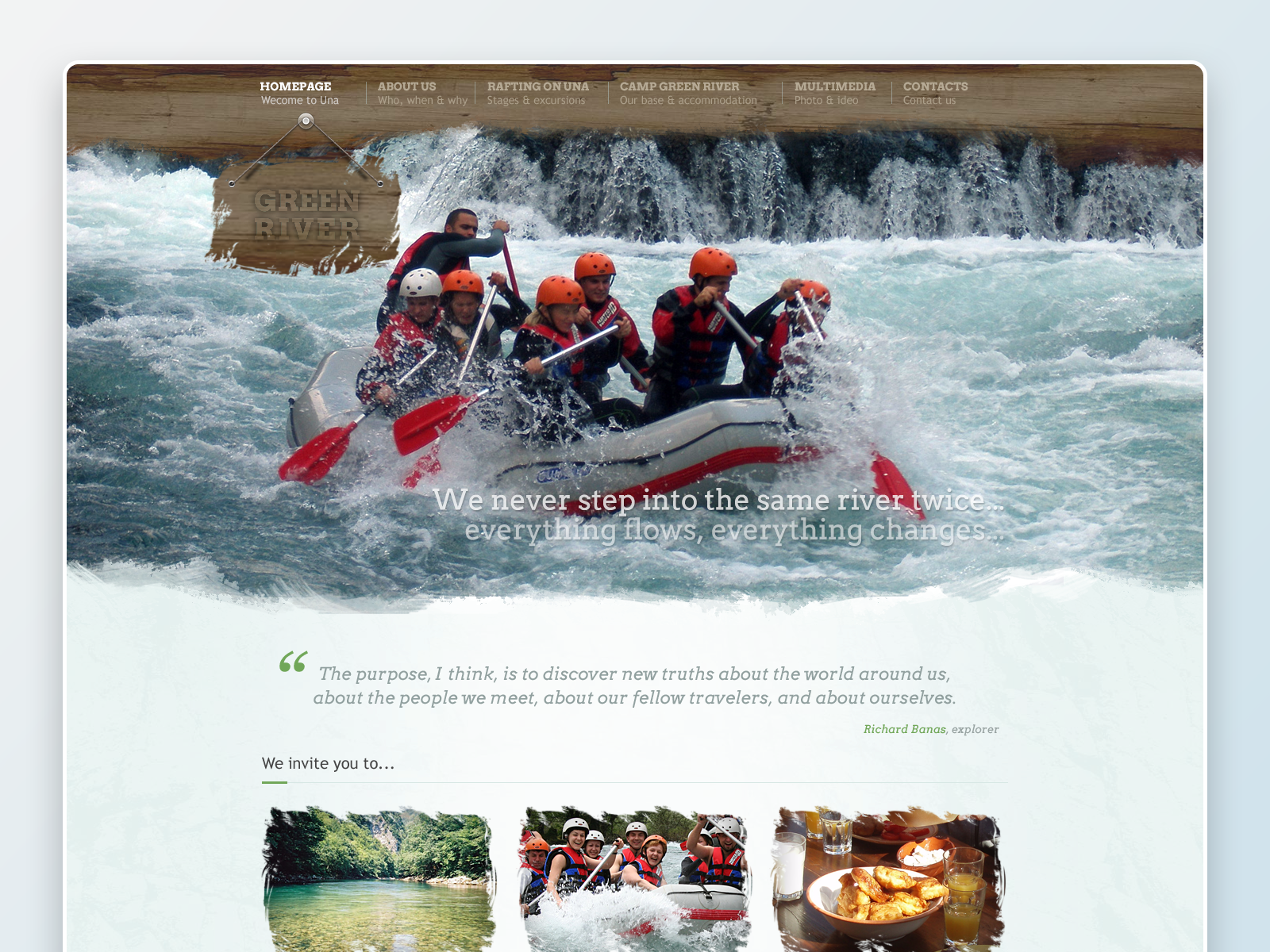 Rafting on the river Una web design