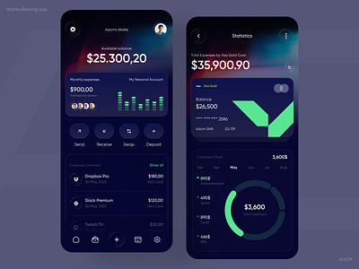 Mobile Banking App adom app app design app ui banking app finance app mobile banking mobile banking app design ui ux