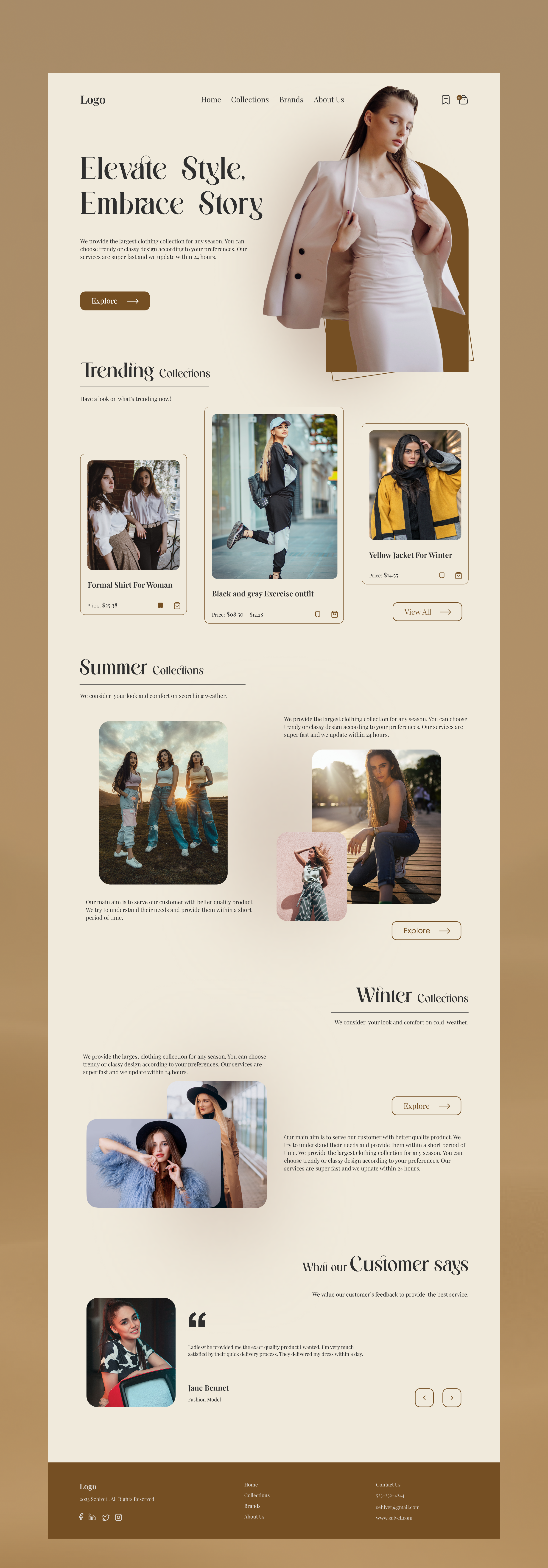 Chic Minimal Fashion Website UI beauty clothes clothing clothingbrand fashion figma graphics illustration images models ui uiux warm tones