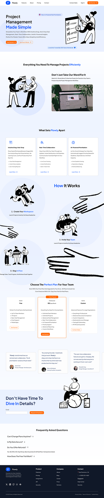 Flowly - SaaS Landing Page clean design dribbble figma landing page ui ui design user interface