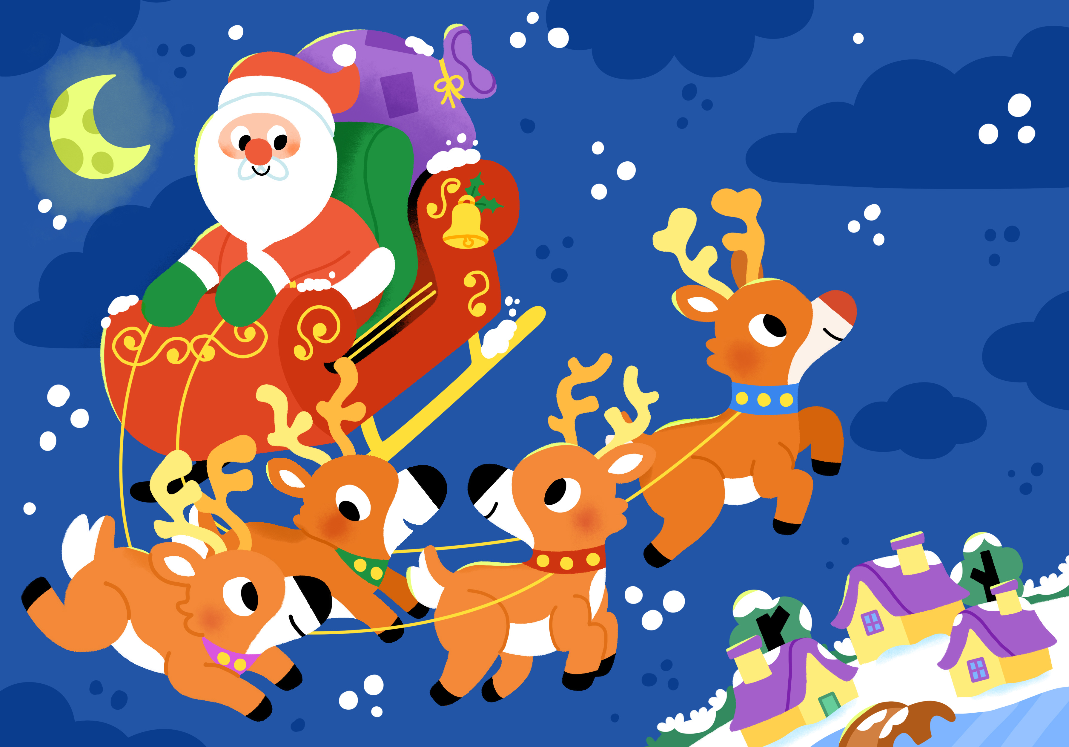 ❄️🎅🏼🦌 art christian christmas holiday illustration illustrator reindeer santa toddler vibrant