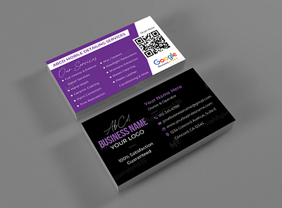 Mobile Detailing Services Business Card Design car cleaning service card