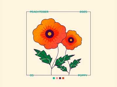 Peachtober Day 5: Poppy 2d challenge flower illustration leaf nature peachtober petal poppy
