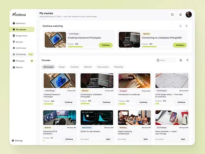 E-Learning Platform design e learning edtech interface online courses product design ui ux