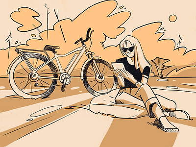 Biking Break Illustration app branding design graphic design illustration logo typography ui ux vector