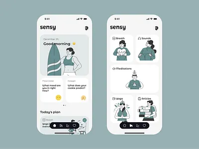 Sensy app for Meditation app application design nativeapp ui ui design uidesign uxdesign