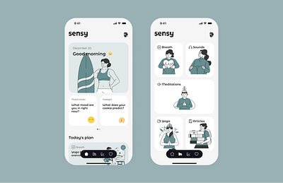 Sensy app for Meditation app application design nativeapp ui ui design uidesign uxdesign
