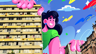 Olhos na cidade 2B character city design dribbble flat flat design girl illustration illustrator new photo publicity vector