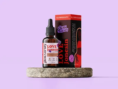 GLOWVERSITY - COSMETICS PACKAGING DESIGN bold brand identity branding cosmetic edgy feminine graphic design label logo logotype maroon packaging pink purple visual identity