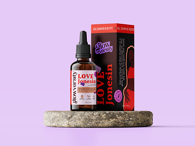 GLOWVERSITY - COSMETICS PACKAGING DESIGN bold brand identity branding cosmetic edgy feminine graphic design label logo logotype maroon packaging pink purple visual identity