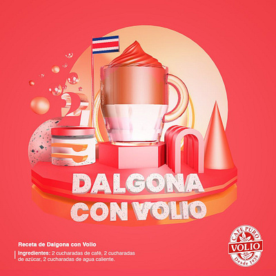 3D concept - Costa Rica in every cup with Coffee Volio. 3d ads creative cinema4d coffee graphic design