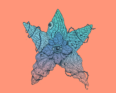 Starfish - Inktober day 7 art cartoon character character design design drawing illustration inktober inktober 2025 star starfish starro